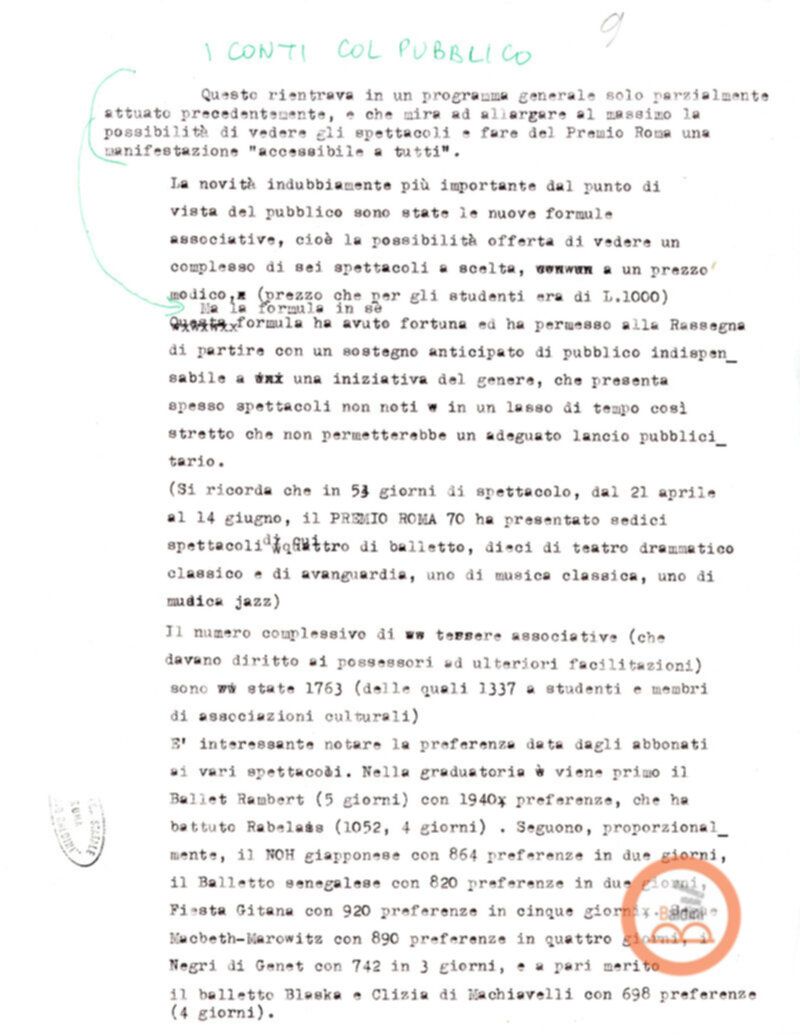 Un Bilancio del Premio Roma '70