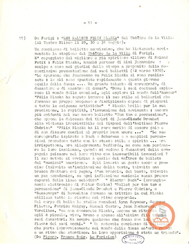 Premio Roma '70 - elenco spettacoli