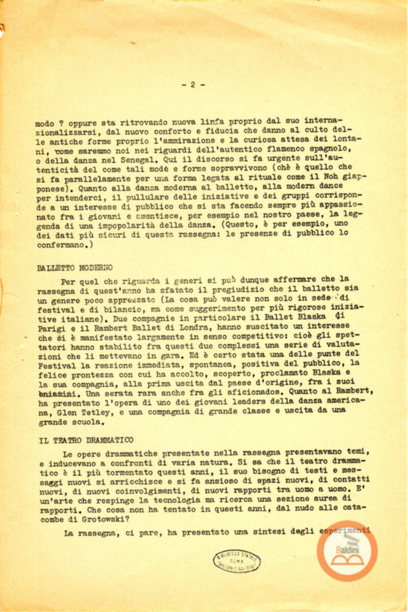 Un bilancio del Premio Roma '70