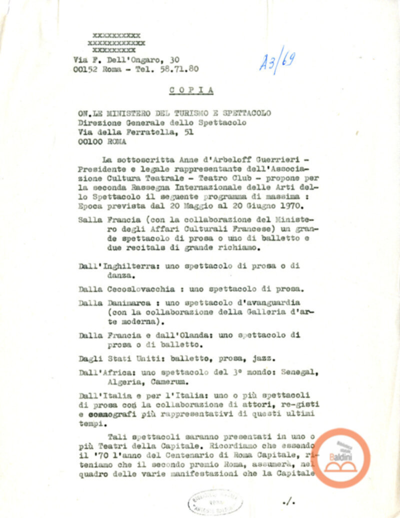 Premio Roma '70 - corrispondenza