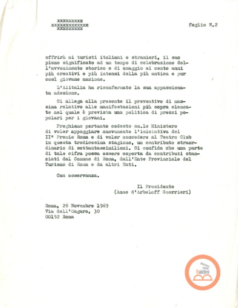 Premio Roma '70 - corrispondenza