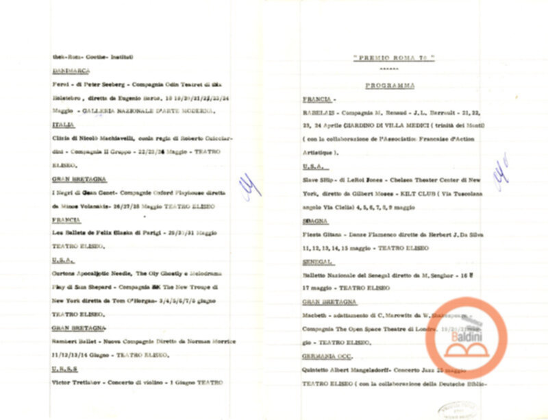 Premio Roma '70 - corrispondenza