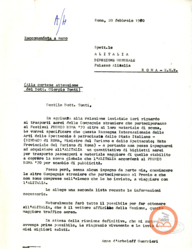 Premio Roma '70 - organizzazione viaggi