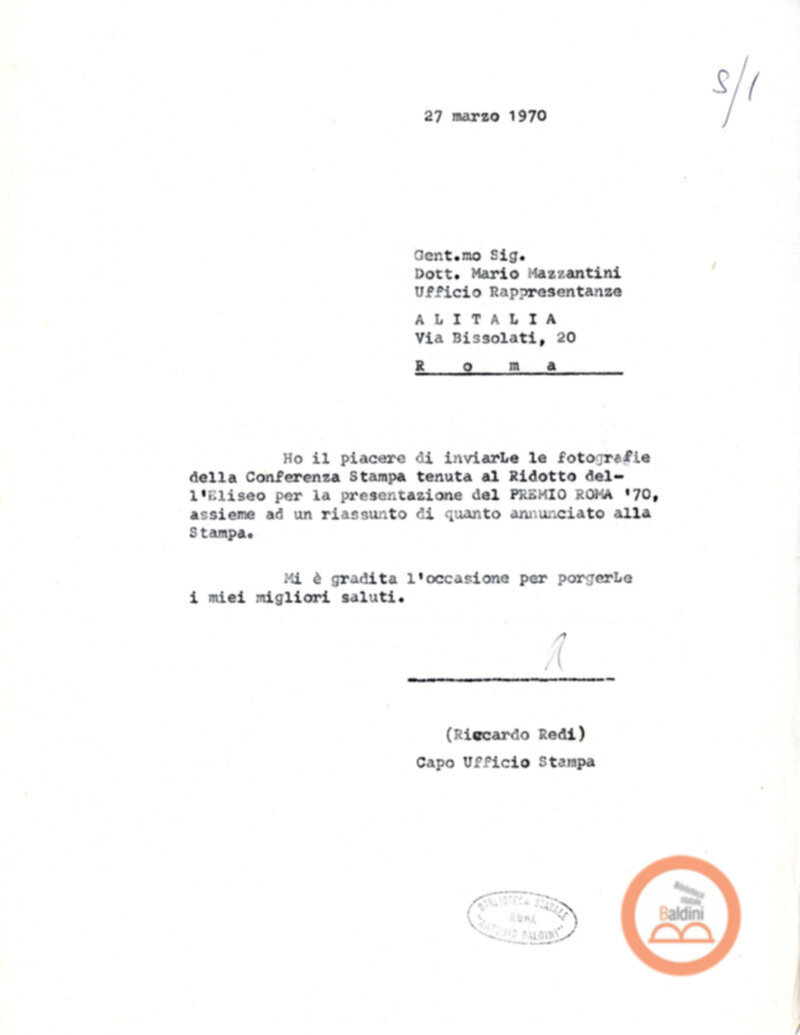 Premio Roma '70 - organizzazione viaggi