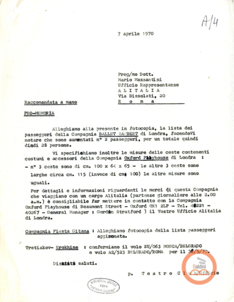 Premio Roma '70 - organizzazione viaggi