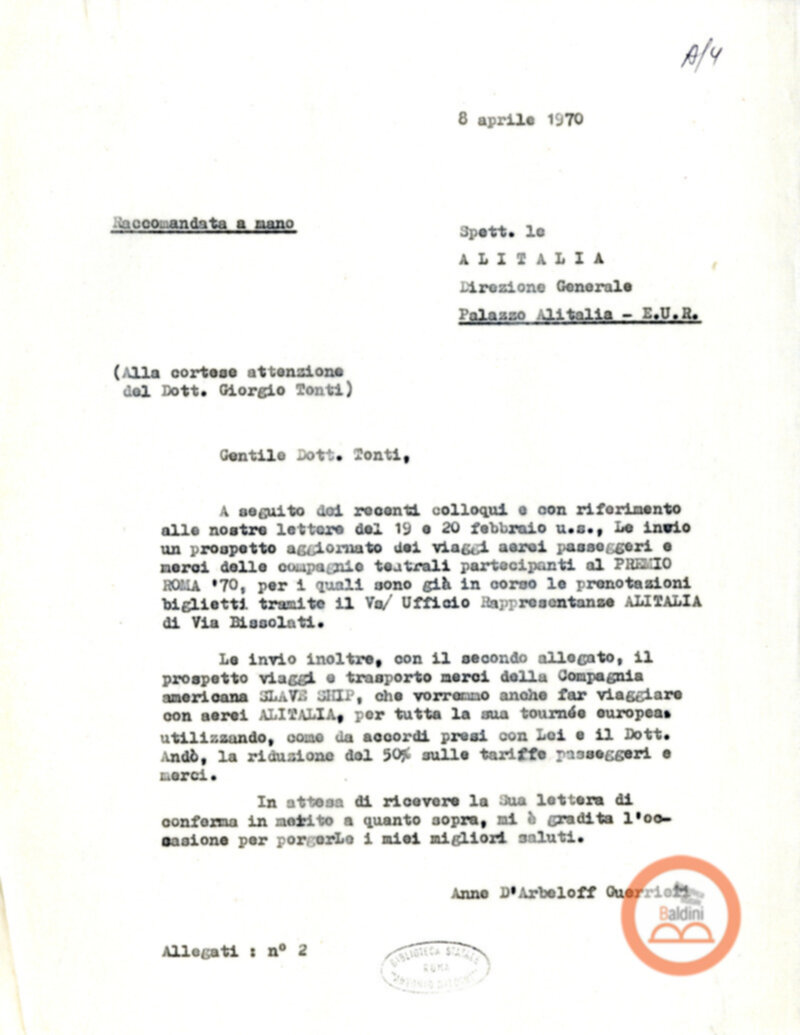 Premio Roma '70 - organizzazione viaggi