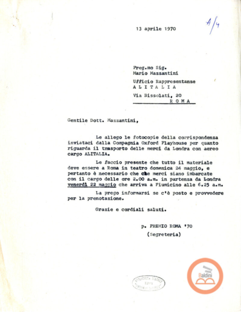 Premio Roma '70 - organizzazione viaggi