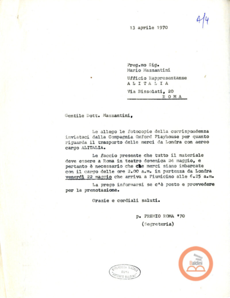 Premio Roma '70 - organizzazione viaggi