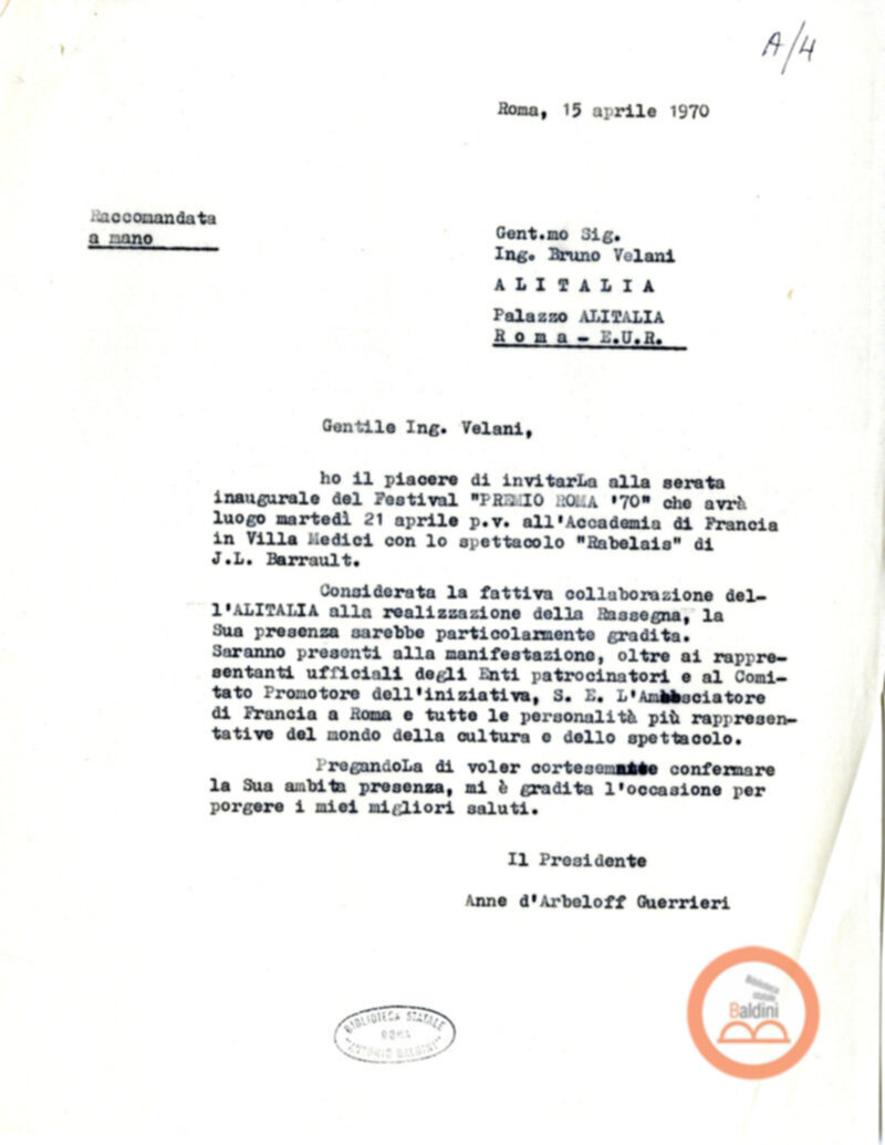 Premio Roma '70 - organizzazione viaggi