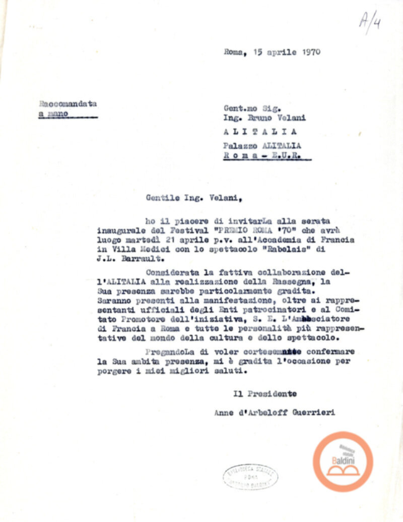 Premio Roma '70 - organizzazione viaggi