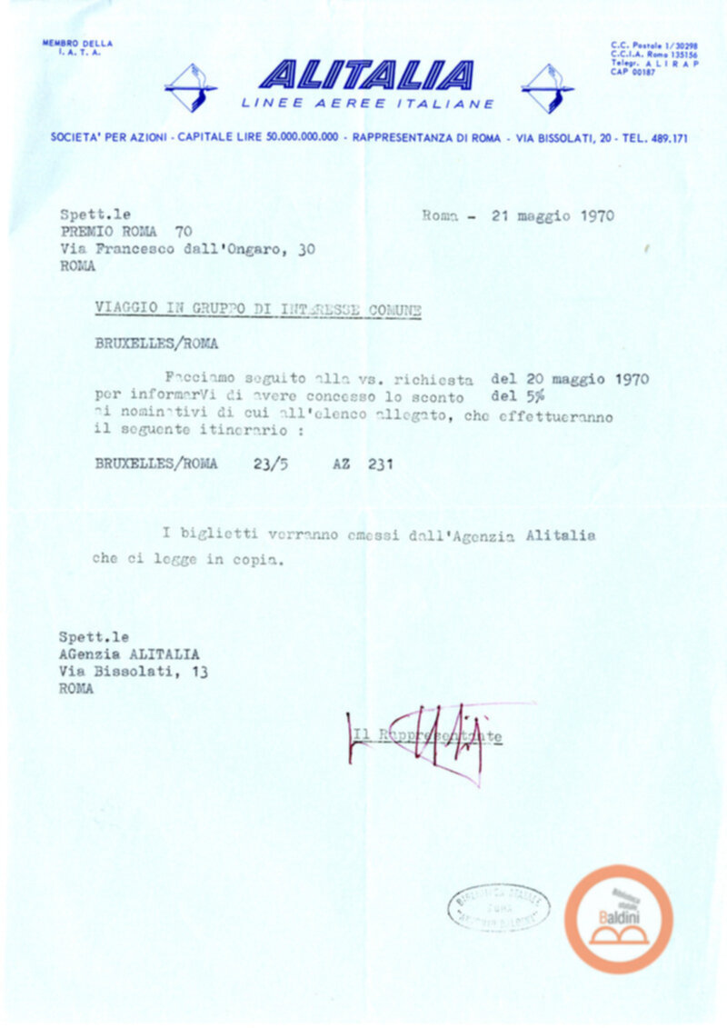 Premio Roma '70 - organizzazione viaggi