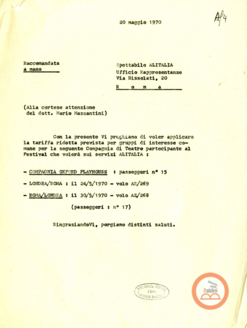 Premio Roma '70 - organizzazione viaggi