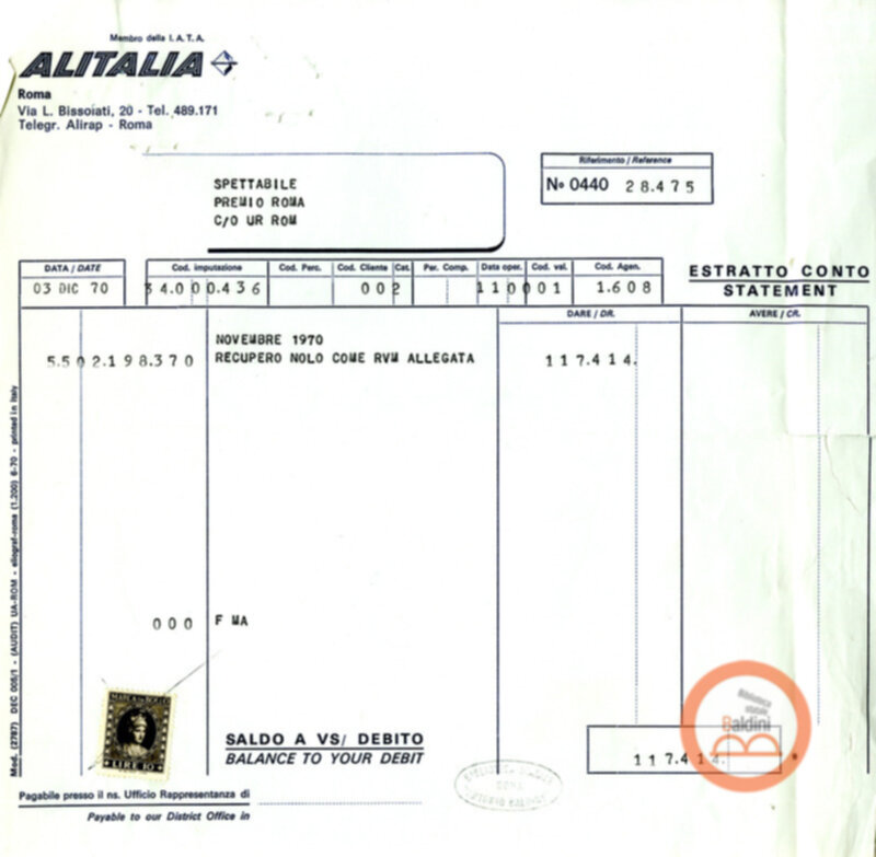 Premio Roma '70 - corrispondenza