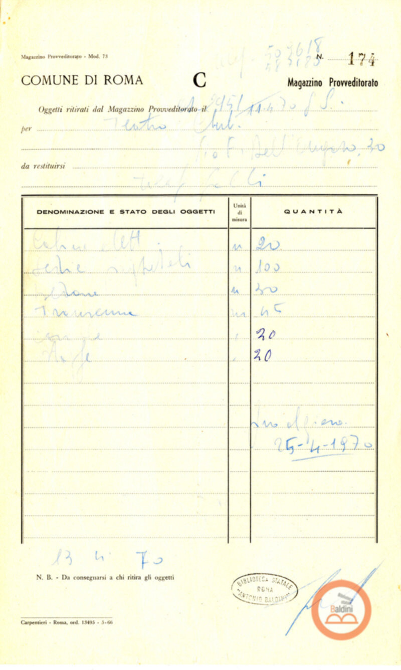 Premio Roma '70 - moduli e appunti