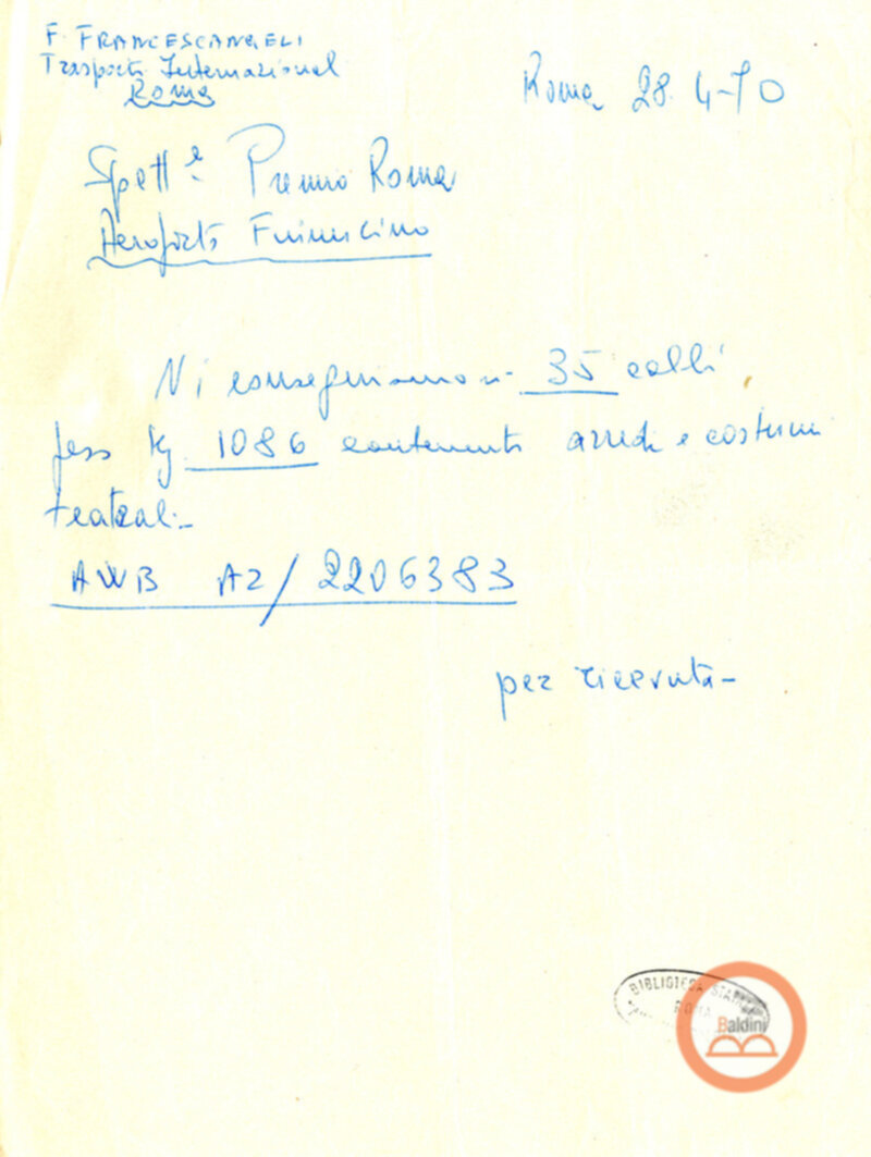 Premio Roma '70 - moduli e appunti