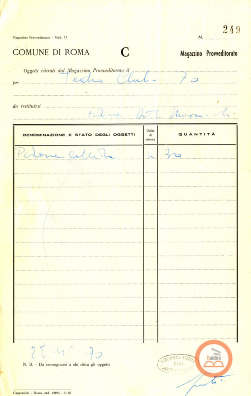 Premio Roma '70 - moduli e appunti