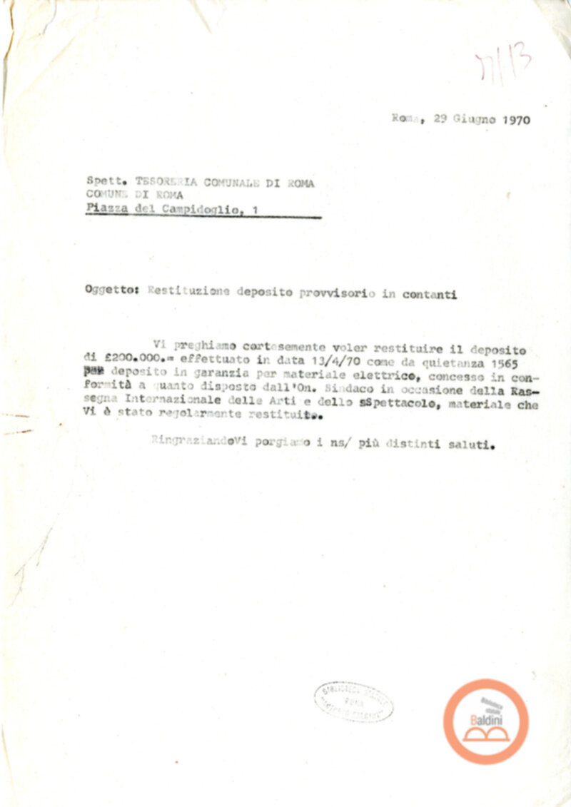 Premio Roma '70 - materiale in prestito