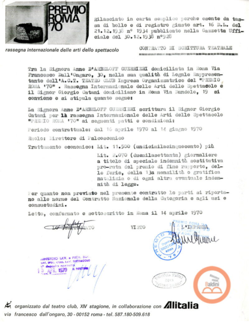 Premio Roma '70 - previdenza e collocamento personale