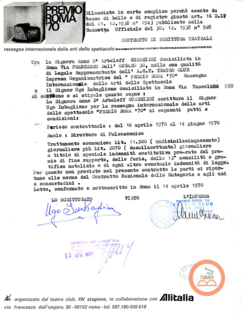 Premio Roma '70 - previdenza e collocamento personale