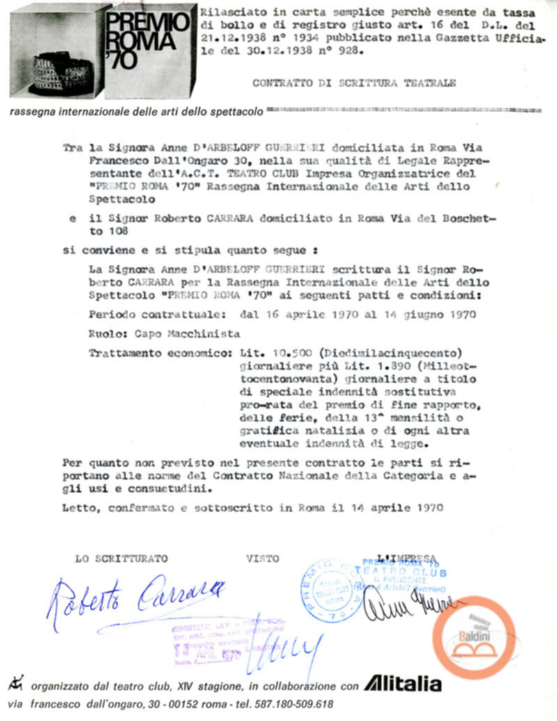 Premio Roma '70 - previdenza e collocamento personale