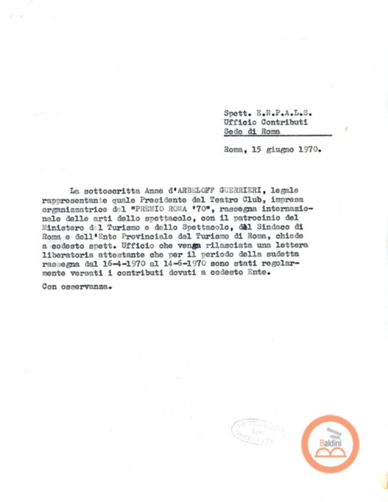 Premio Roma '70 - previdenza e collocamento personale