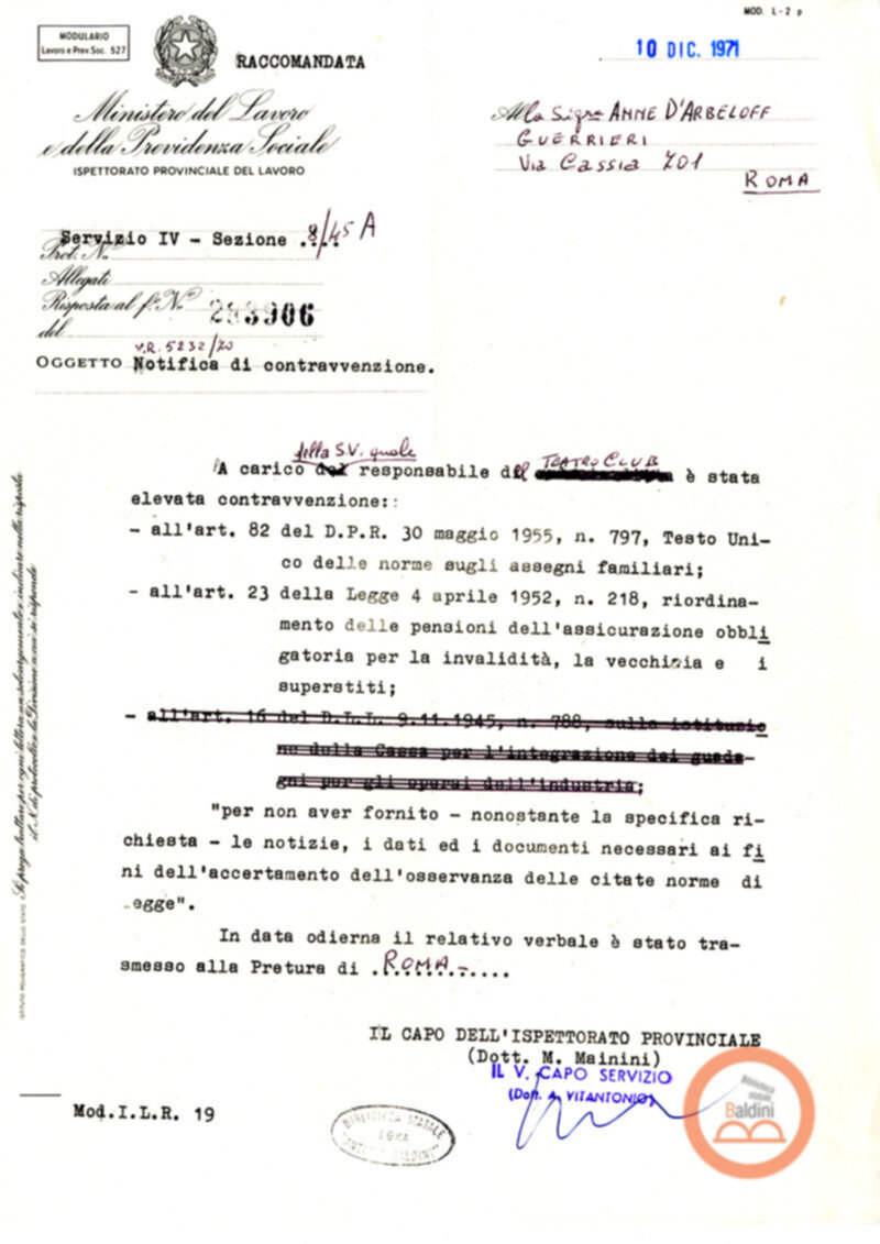 Premio Roma '70 - previdenza e collocamento personale