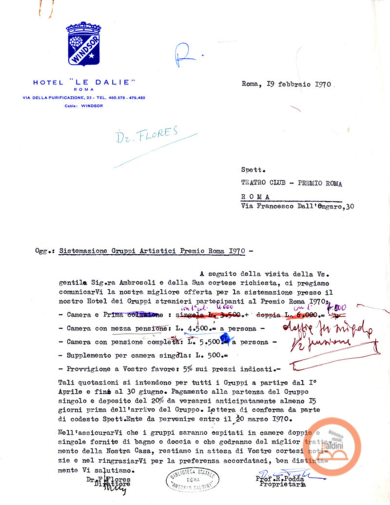 Premio Roma '70 - permanenza degli artisti