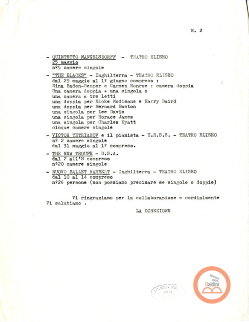 Premio Roma '70 - permanenza degli artisti