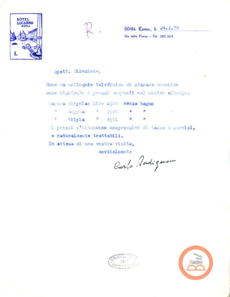 Premio Roma '70 - permanenza degli artisti