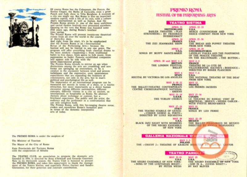 Premio Roma '70 - programma spettacoli