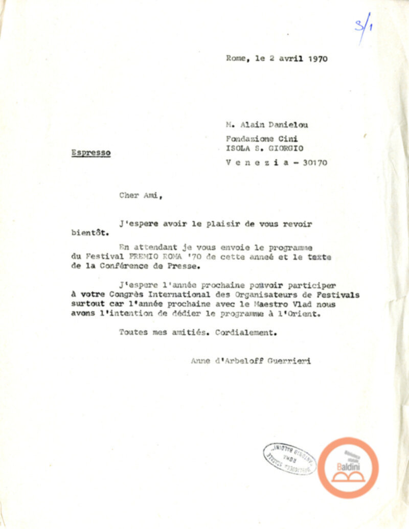 Premio Roma '70 - uffico stampa