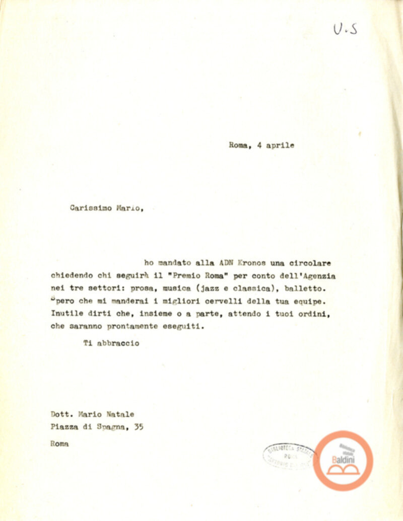 Premio Roma '70 - uffico stampa