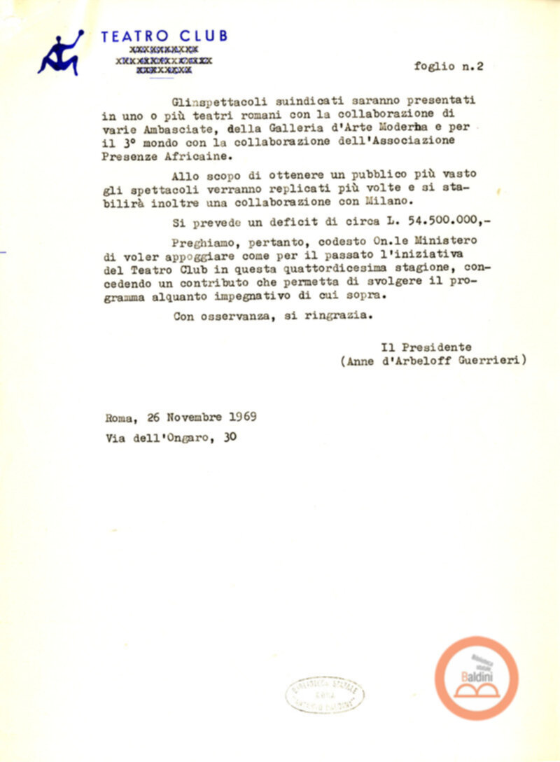 Premio Roma '70 - sovvenzioni ministeriali