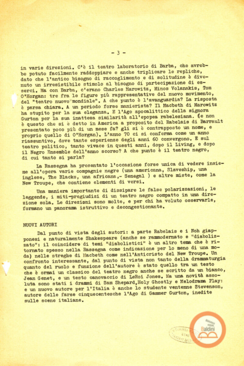 Premio Roma '70 - sovvenzioni ministeriali