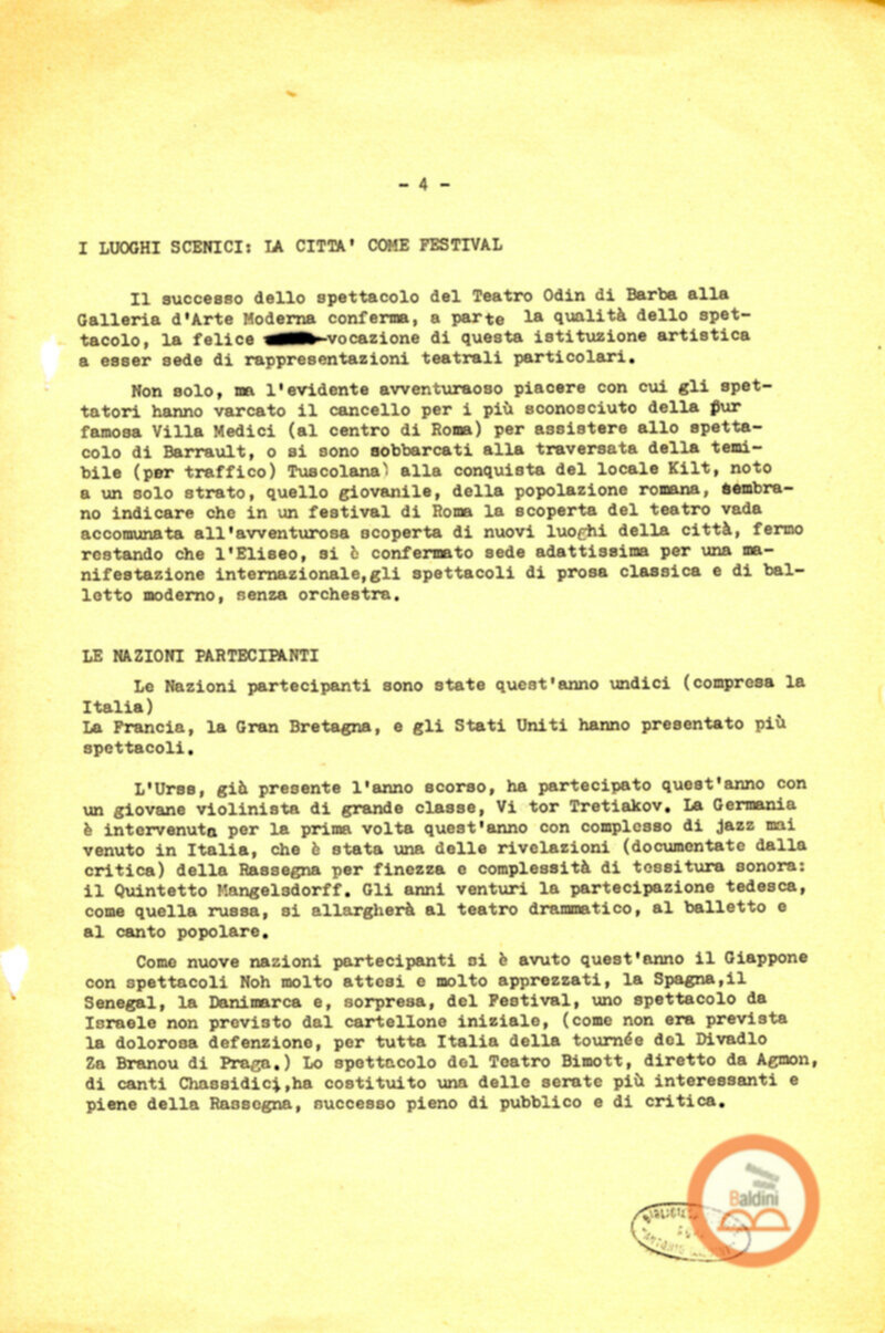 Premio Roma '70 - sovvenzioni ministeriali