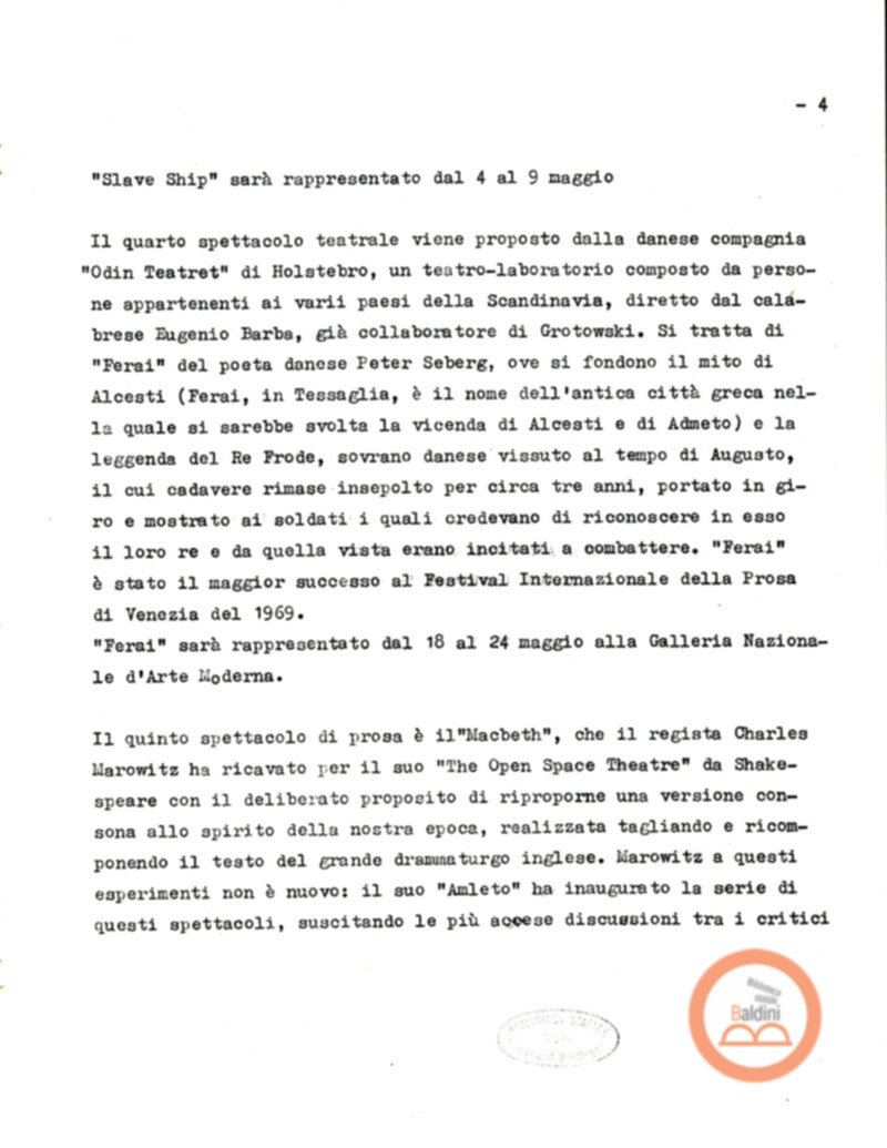 Premio Roma '70 - sovvenzioni ministeriali