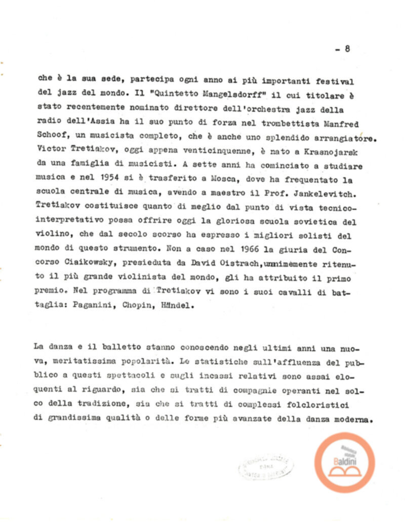 Premio Roma '70 - sovvenzioni ministeriali