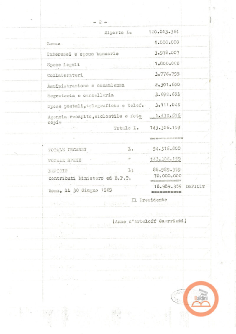 Premio Roma '70 - sovvenzioni ministeriali