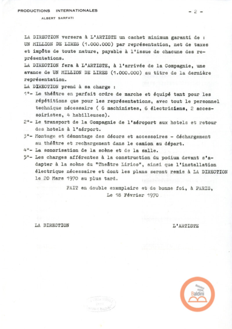 Compagnia di Jean-Louis Barrault - determine contrattuali