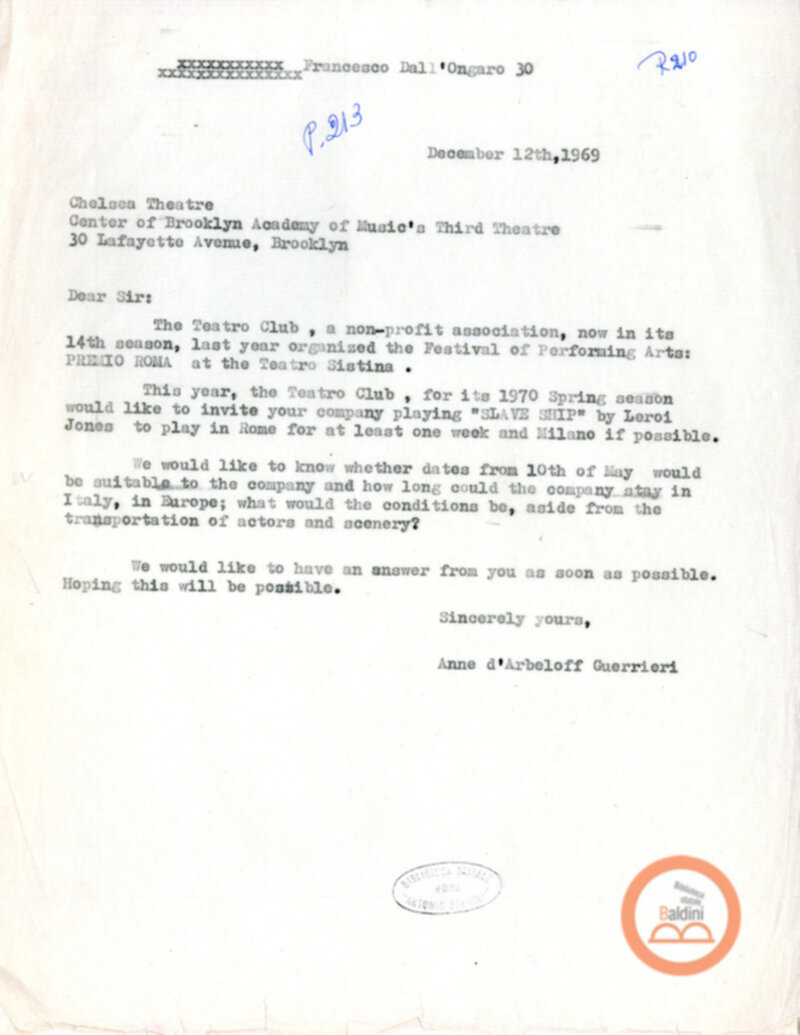 Slaveship. La nave degli schiavi - corrispondenza