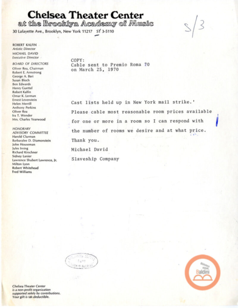 Slaveship. La nave degli schiavi - corrispondenza