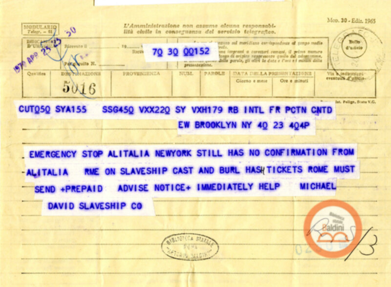 Slaveship. La nave degli schiavi - corrispondenza