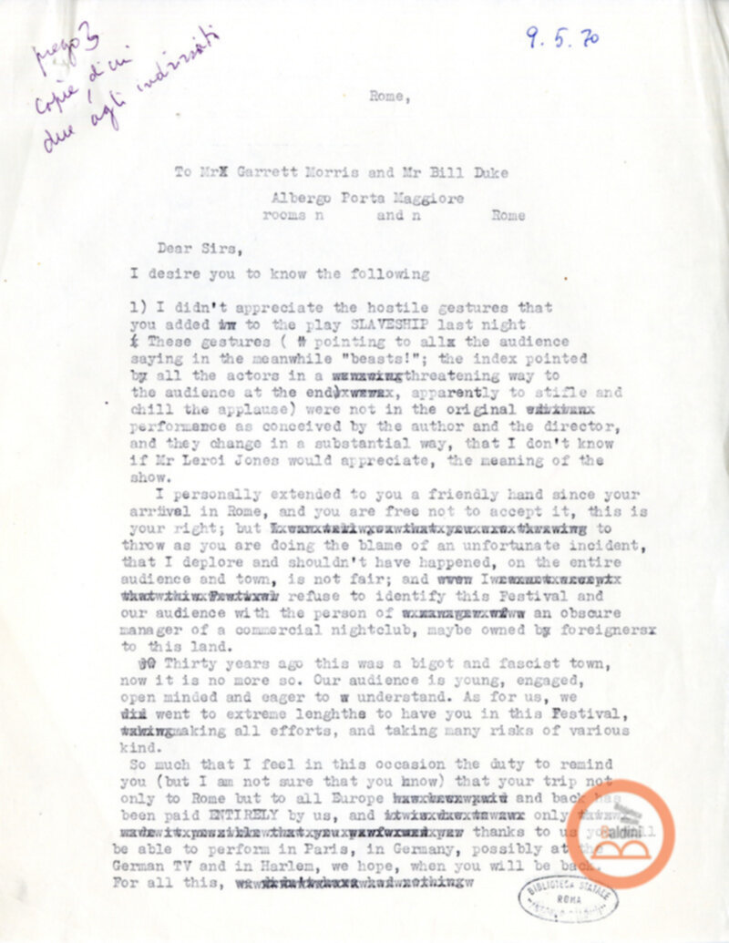 Slaveship. La nave degli schiavi - corrispondenza