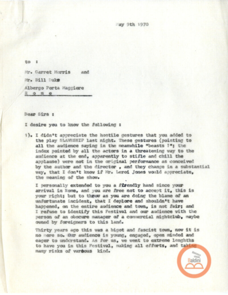 Slaveship. La nave degli schiavi - corrispondenza