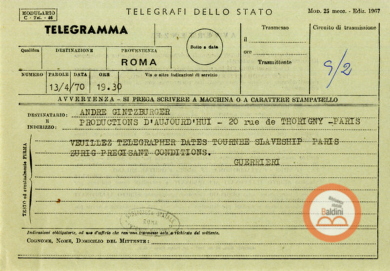 "Slaveship. La nave degli schiavi" - corrispondenza