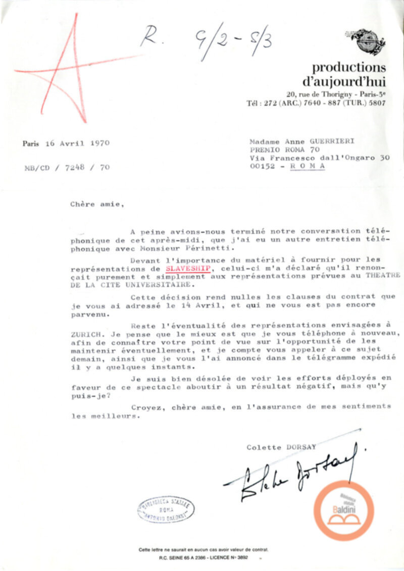 "Slaveship. La nave degli schiavi" - corrispondenza