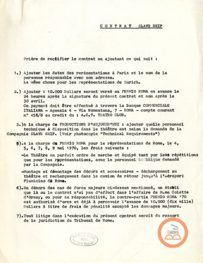 "Slaveship. La nave degli schiavi" - corrispondenza