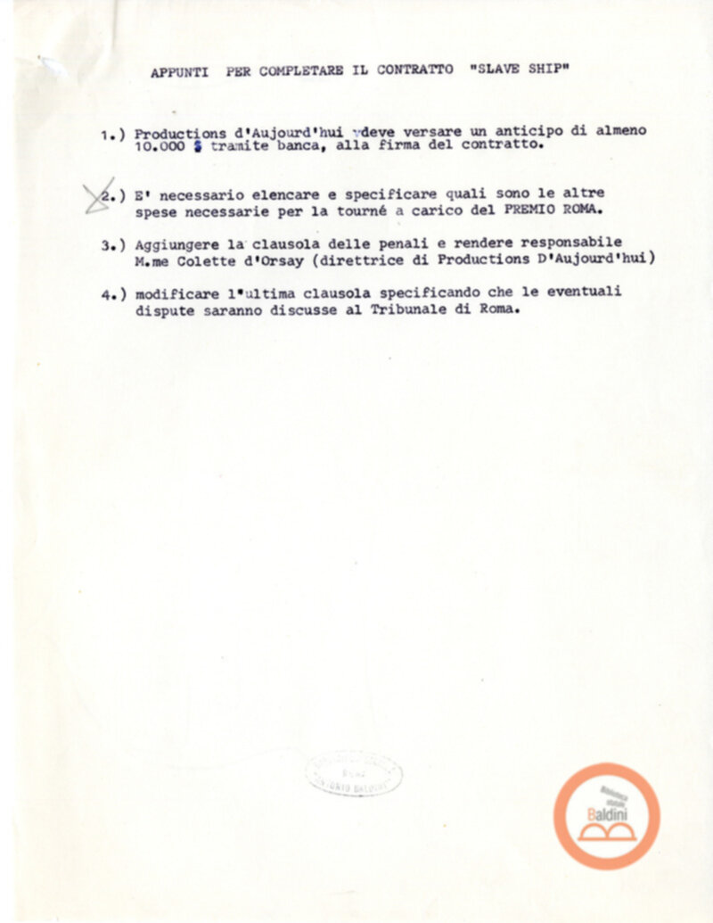 "Slaveship. La nave degli schiavi" - corrispondenza