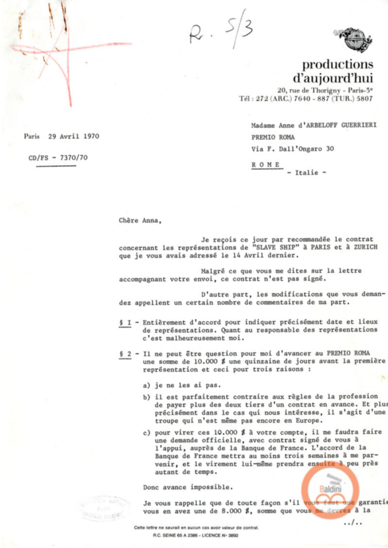 "Slaveship. La nave degli schiavi" - corrispondenza