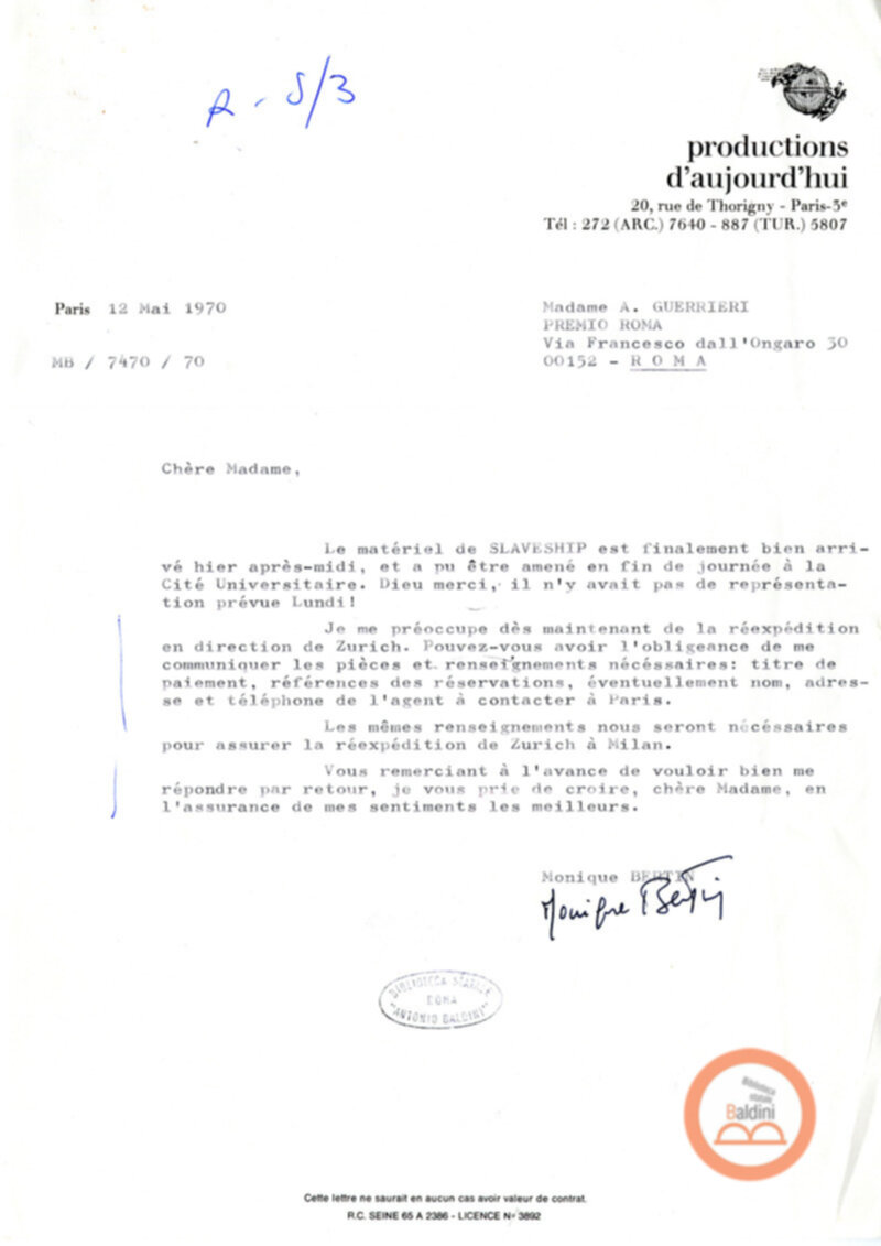 "Slaveship. La nave degli schiavi" - corrispondenza